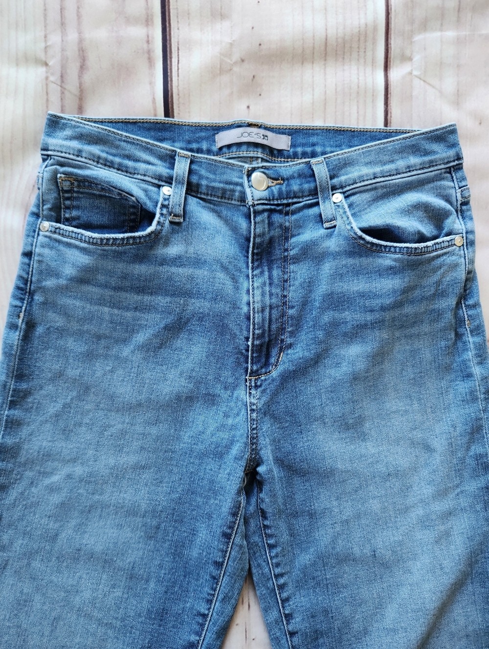 Joe's Jeans Wide Leg High Waist Raw Hem Cropped Jeans Blue, Women's Size 29 - Picture 3 of 9